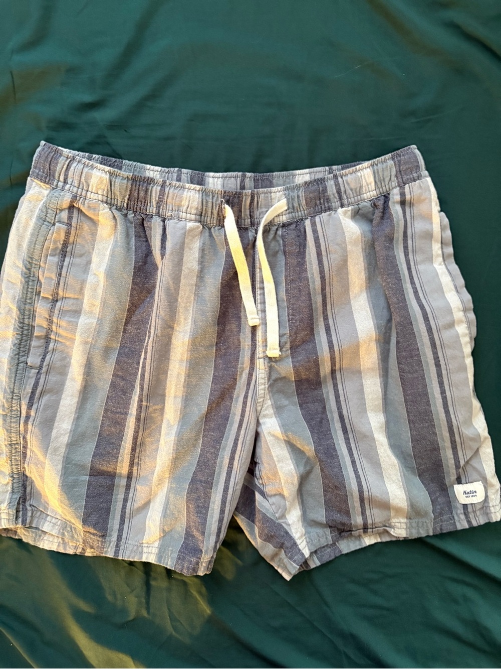 Katin York Local Men’s Gray Striped Cotton-Linen Shorts 6” Inseam